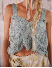 Load image into Gallery viewer, MP Olive Eyelet Ruffle Cami Tank 402