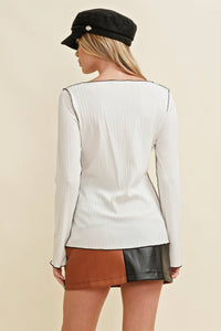 CT14399J - LONG SLEEVE BOAT NECK TOP