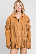 Load image into Gallery viewer, Suede Studded Fringe Jacket
