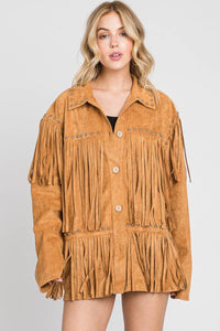 Suede Studded Fringe Jacket