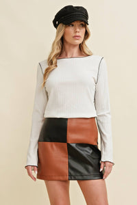 CT14399J - LONG SLEEVE BOAT NECK TOP