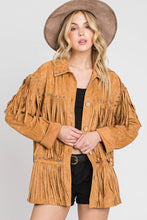 Load image into Gallery viewer, Suede Studded Fringe Jacket
