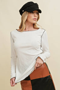 CT14399J - LONG SLEEVE BOAT NECK TOP