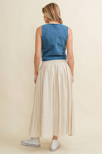 Denim Embroidery Crop Vest