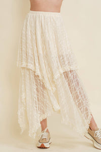 LAYERED FLORAL MIDI SKIRT