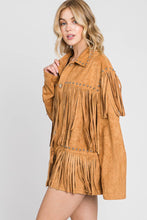 Load image into Gallery viewer, Suede Studded Fringe Jacket
