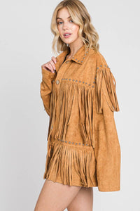 Suede Studded Fringe Jacket