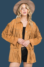 Load image into Gallery viewer, Suede Studded Fringe Jacket
