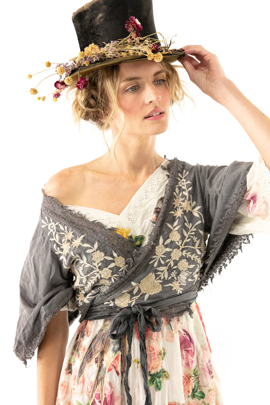 MP Adelaide Embroidered Wrap Top 1158