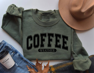 Olive Coffee Weather Cozy Graphic Sweatshirt