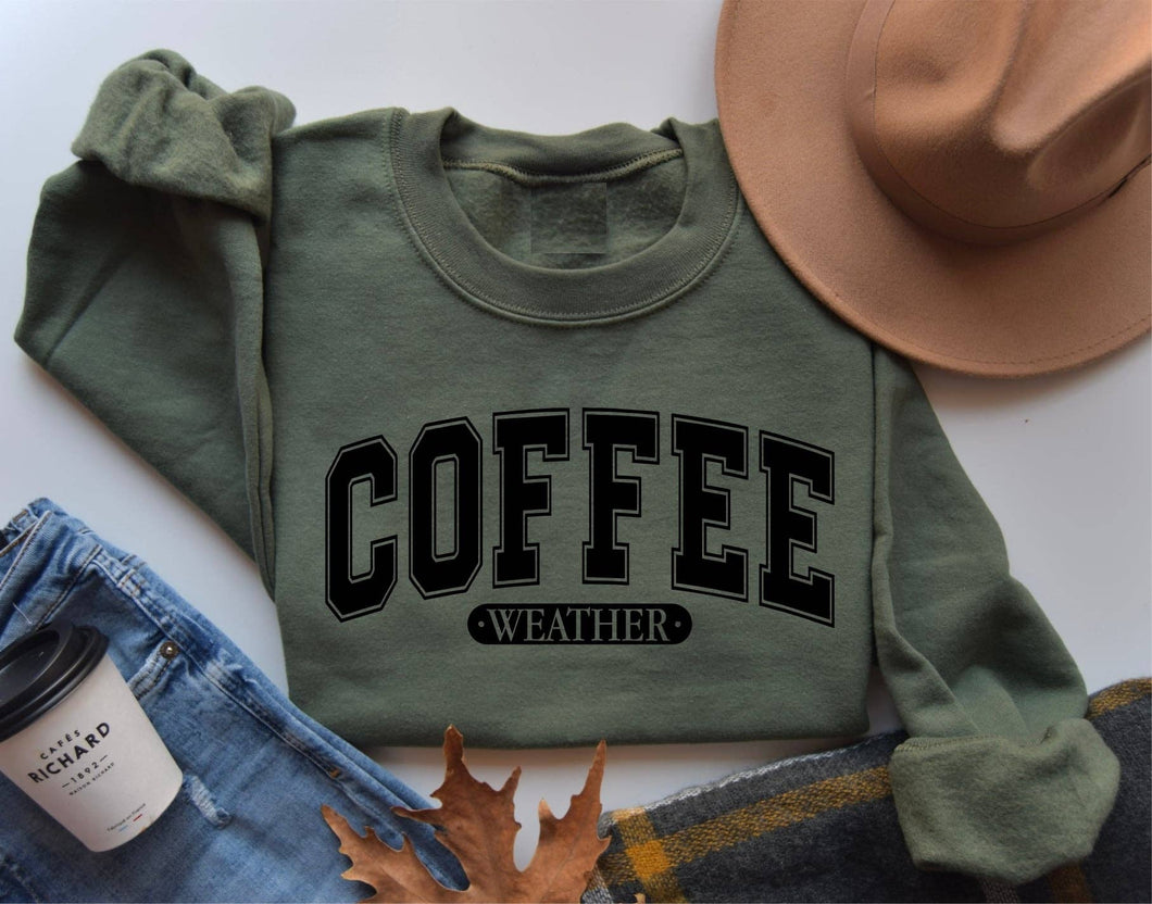 Olive Coffee Weather Cozy Graphic Sweatshirt