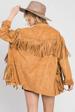 Load image into Gallery viewer, Suede Studded Fringe Jacket
