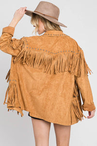 Suede Studded Fringe Jacket