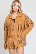 Load image into Gallery viewer, Suede Studded Fringe Jacket
