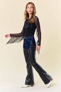 Boho Fringed Mesh Top