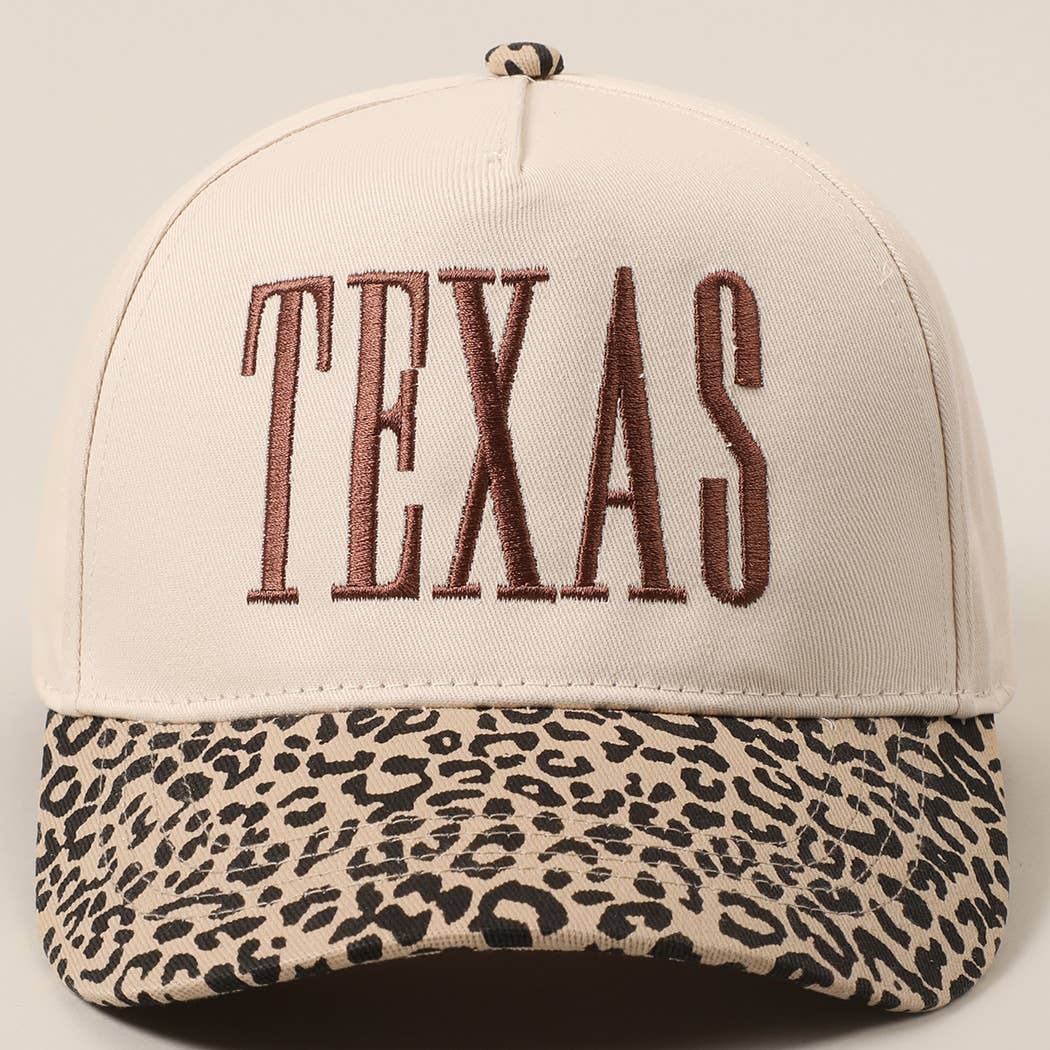 TEXAS Embroidery Leopard Two-Tone Trucker Hat
