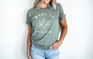 Olive Made to Worship Faith Graphic Tee