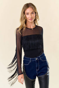 Boho Fringed Mesh Top