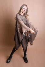 Load image into Gallery viewer, Herringbone Tweed Hooded Poncho
